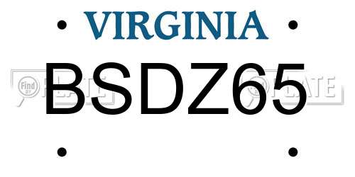 BSDZ65 Virginia License Plate