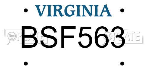 BSF563 Virginia License Plate