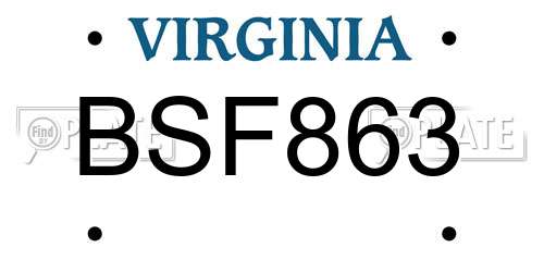 BSF863 Virginia License Plate