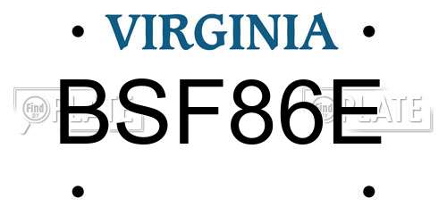 BSF86E Virginia License Plate