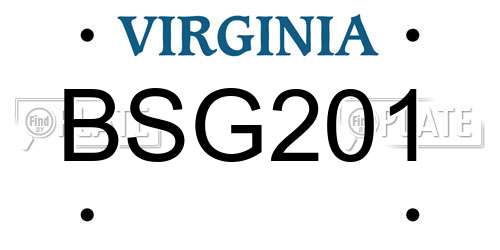BSG201 Virginia License Plate
