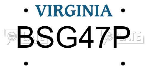 BSG47P Virginia License Plate