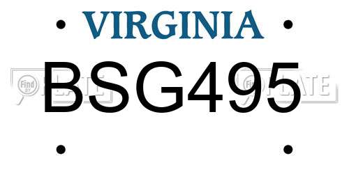 BSG495 Virginia License Plate