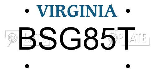 BSG85T Virginia License Plate