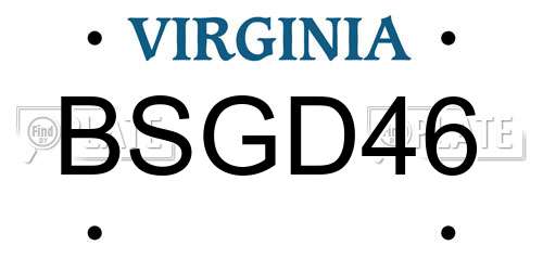 BSGD46 Virginia License Plate