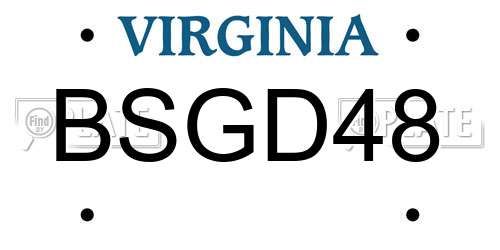 BSGD48 Virginia License Plate
