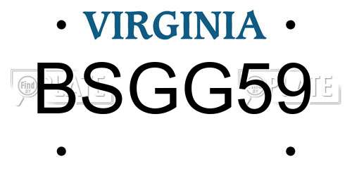 BSGG59 Virginia License Plate