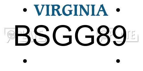 BSGG89 Virginia License Plate
