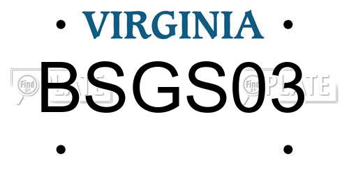 BSGS03 Virginia License Plate