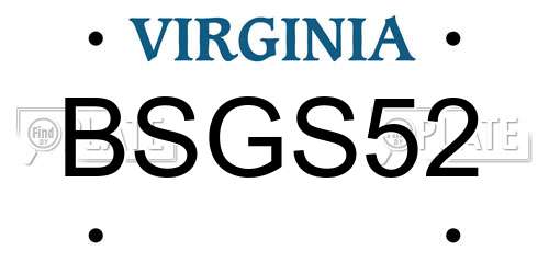 BSGS52 Virginia License Plate