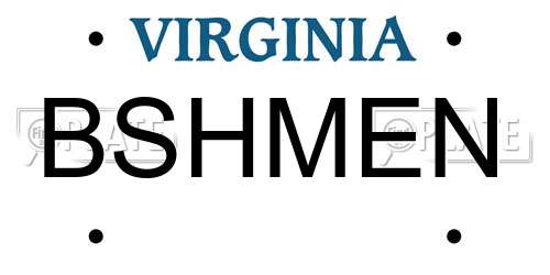 BSHMEN Virginia License Plate