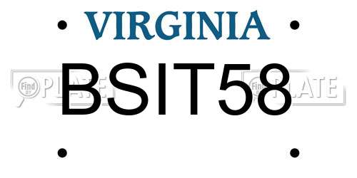 BSIT58 Virginia License Plate