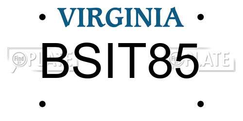 BSIT85 Virginia License Plate