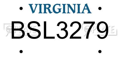 BSL3279 Virginia License Plate