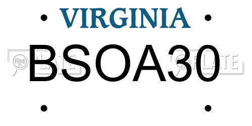 BSOA30 Virginia License Plate