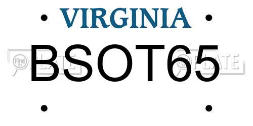 BSOT65 Virginia License Plate