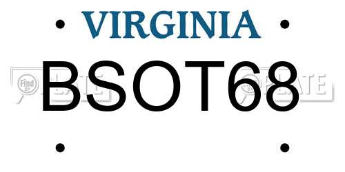 BSOT68 Virginia License Plate