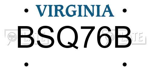 BSQ76B Virginia License Plate