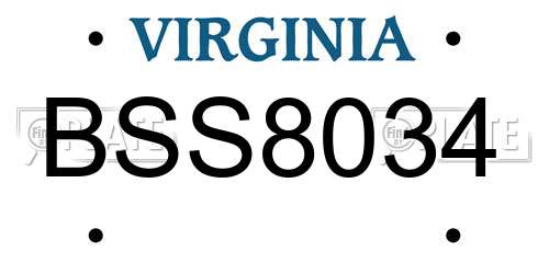 BSS8034 Virginia License Plate
