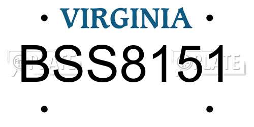 BSS8151 Virginia License Plate