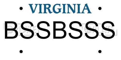 BSSBSSS Virginia License Plate