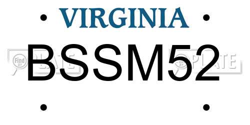 BSSM52 Virginia License Plate