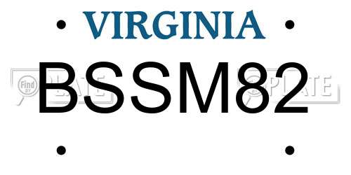 BSSM82 Virginia License Plate