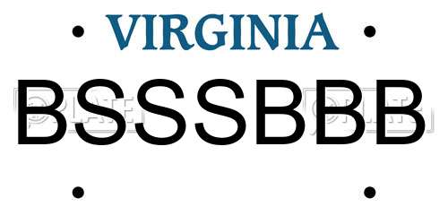 BSSSBBB Virginia License Plate