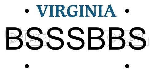BSSSBBS Virginia License Plate