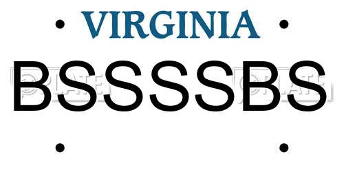 BSSSSBS Virginia License Plate
