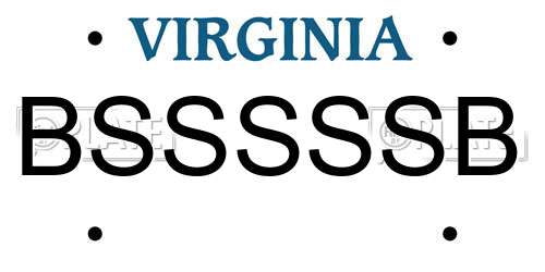 BSSSSSB Virginia License Plate