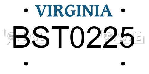 BST0225 Virginia License Plate