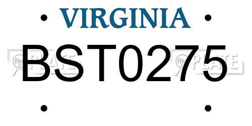 BST0275 Virginia License Plate