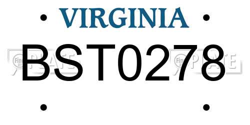 BST0278 Virginia License Plate
