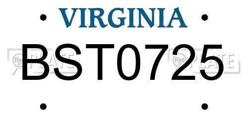 BST0725 Virginia License Plate