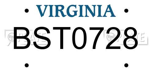 BST0728 Virginia License Plate