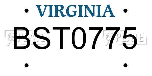 BST0775 Virginia License Plate