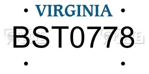 BST0778 Virginia License Plate