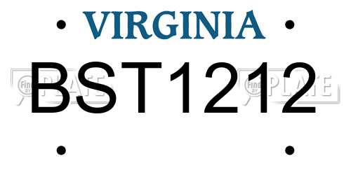 BST1212 Virginia License Plate