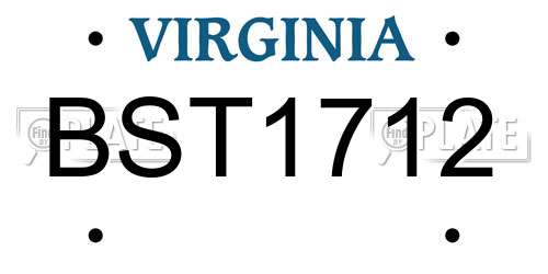 BST1712 Virginia License Plate