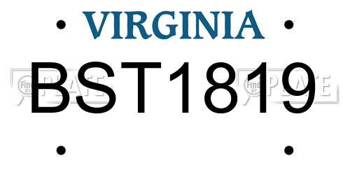 BST1819 Virginia License Plate