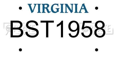 BST1958 Virginia License Plate
