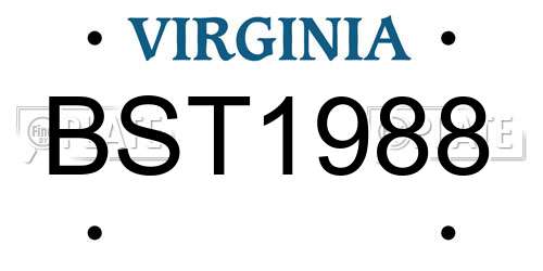 BST1988 Virginia License Plate