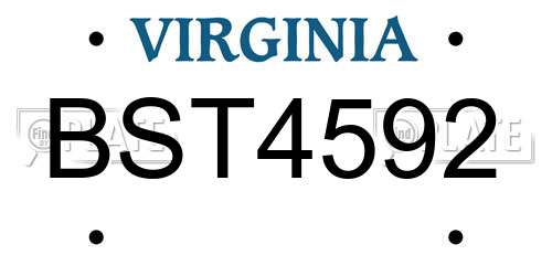 BST4592 Virginia License Plate