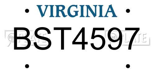 BST4597 Virginia License Plate