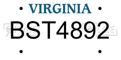 BST4892 Virginia License Plate