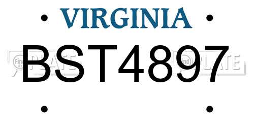 BST4897 Virginia License Plate