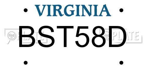 BST58D Virginia License Plate
