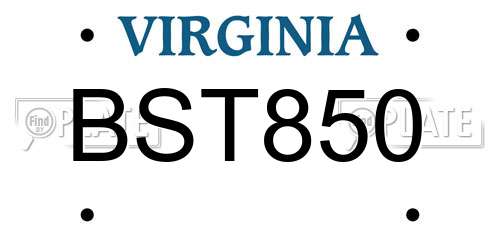 BST850 Virginia License Plate