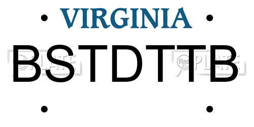 BSTDTTB Virginia License Plate